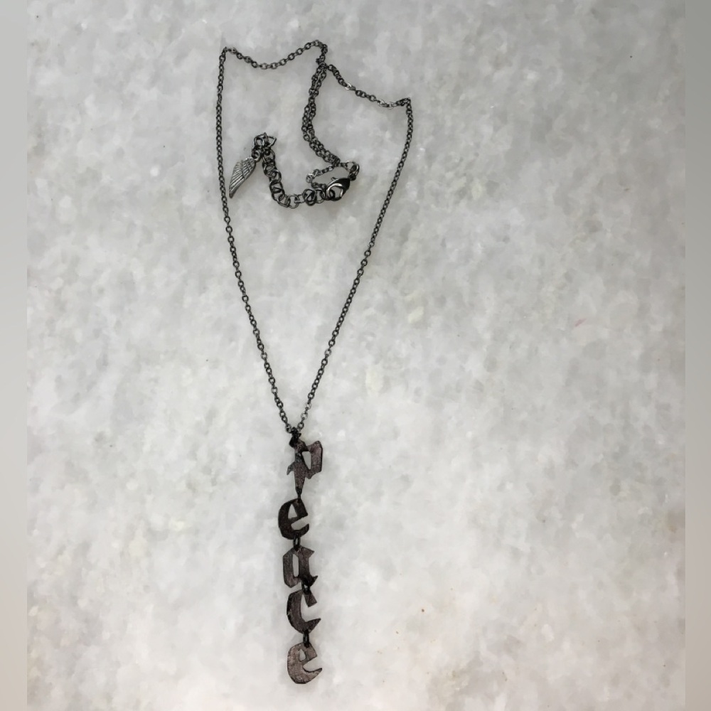 Peace Necklace Handcrafted Brass 16-18 inches long - Picture 7 of 16